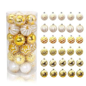 Catzon 30 PCS Christmas Balls 60MM Painted Hanging Ornaments-GoldWhite