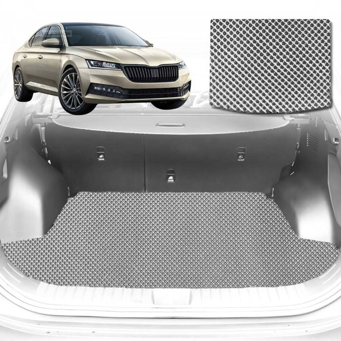 6D Diamond Car Boot Mat for Skoda Octavia NE2013-2020-Sedan-Cargo Mat-Grey-Outback GT