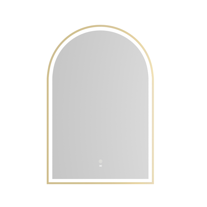 Attica Arch 900mm Brushed Gold Framed Arch LED Mirror