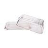 Urban Products Mari Butter Dish Pink Glass Set W/ Lid & Ribbed Base 17cm