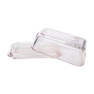 Urban Products Mari Butter Dish Pink Glass Set W/ Lid & Ribbed Base 17cm