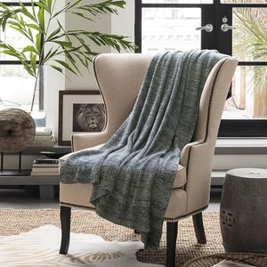 CottonMore Knitted Cotton Blanket 180x200cm Soft Blanket Home Decor Sofa Bed Throw Rug Dark Grey