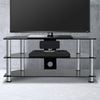 TV Stand Entertainment Unit 3 Tiers Media Shelf Tempered Glass Cabinet