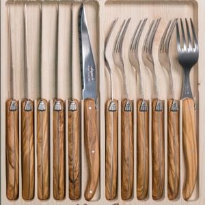 Laguiole Jean Neron 12pc Cutlery Set - Olive Wood
