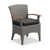 Kai Outdoor Wicker And Teak Dining Arm Chair In Half Round Wicker