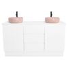CIBO 1500mm White Nordic Full Height Double Bathroom Vanity With Pale Pink Countertop Basins