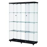 Stacked Wheeled Glass Storage Display Cabinet with Lock 169CM