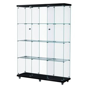 Stacked Wheeled Glass Storage Display Cabinet with Lock 169CM