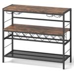 Costway 4-Tier Wine Rack Industrial Coffee Bar Cabinet Brown