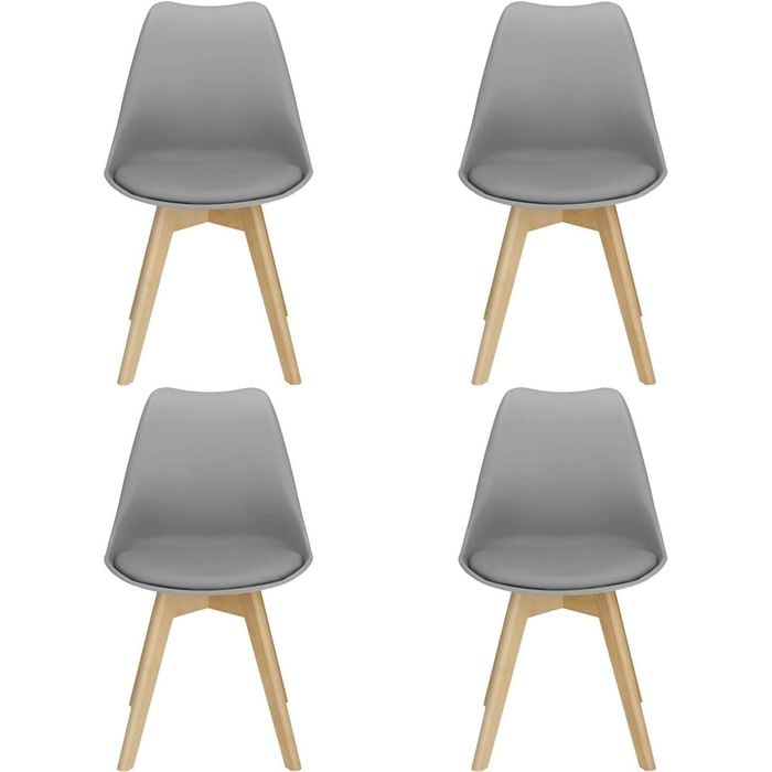 Oliver Set of 4 Padded Dining Chairs - Grey