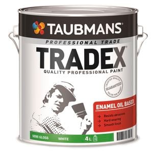 Taubmans 4L White Semi Gloss Enamel Oil Tradex Based Paint
