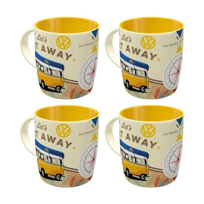 4x Nostalgic-art Mug Vw Bulli Travel-themed Retro Ceramic 330ml Yellow