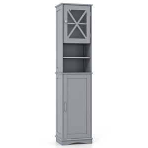 Costway Bathroom Cabinet Tall Storage Cupboard Narrow Floor Cabinet - Grey