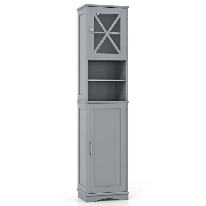 Costway Bathroom Cabinet Tall Storage Cupboard Narrow Floor Cabinet ...