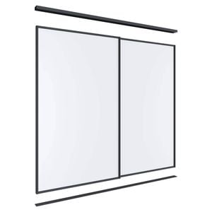 Lugna 2100 x 1801-2400mm Black Melamine Wardrobe Double Sliding Doors