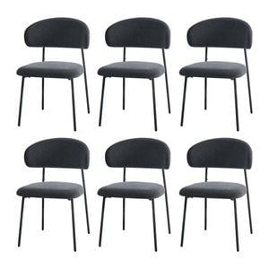 Oikiture 6x Dining Chairs Kitchen Lounge Seat Linen Fabric Accent Chair Grey