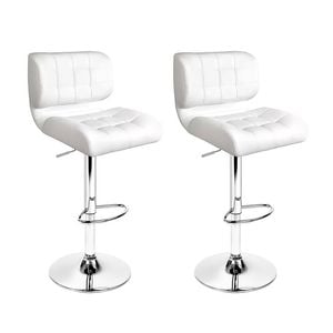Artiss Set of 2 White PU Leather Gas Lift Bar Stools