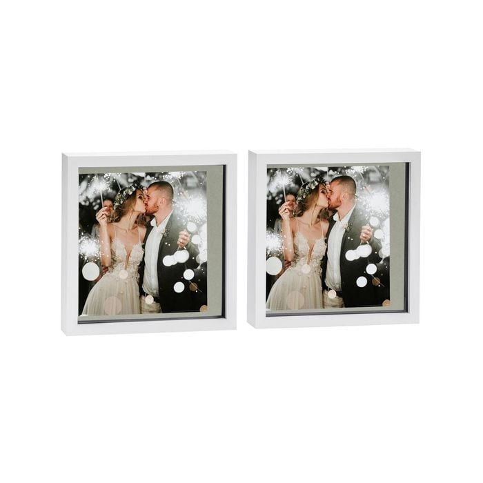 Nicola Spring 10" x 10" White 3D Box Photo Frames - 8" x 8" Mount - Pack of 2