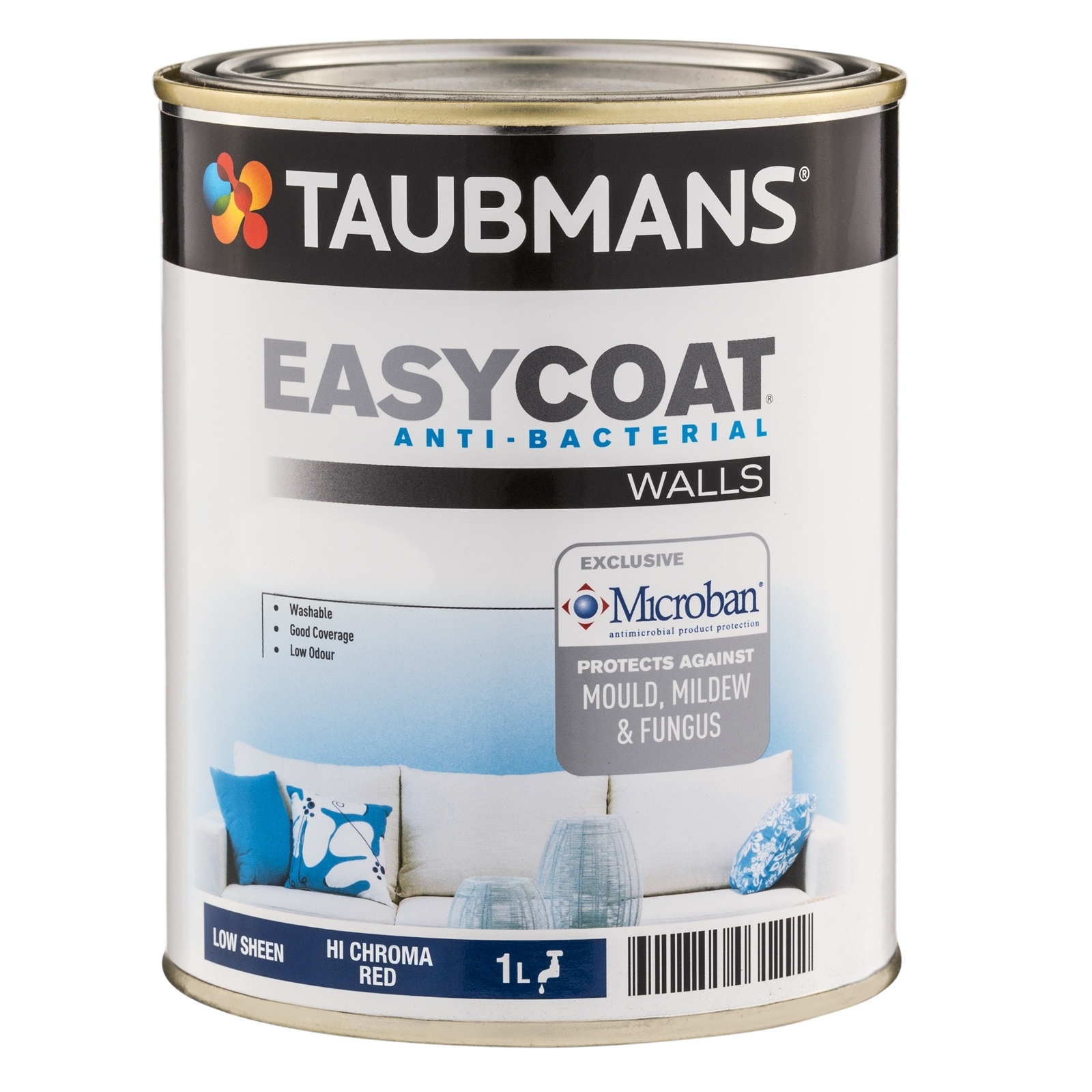 Taubmans Easycoat 1L Hi-C Red Interior Walls Low Sheen Paint