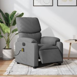 vidaXL Electric Massage Recliner Chair Armchair Single Sofa Dark Grey Fabric