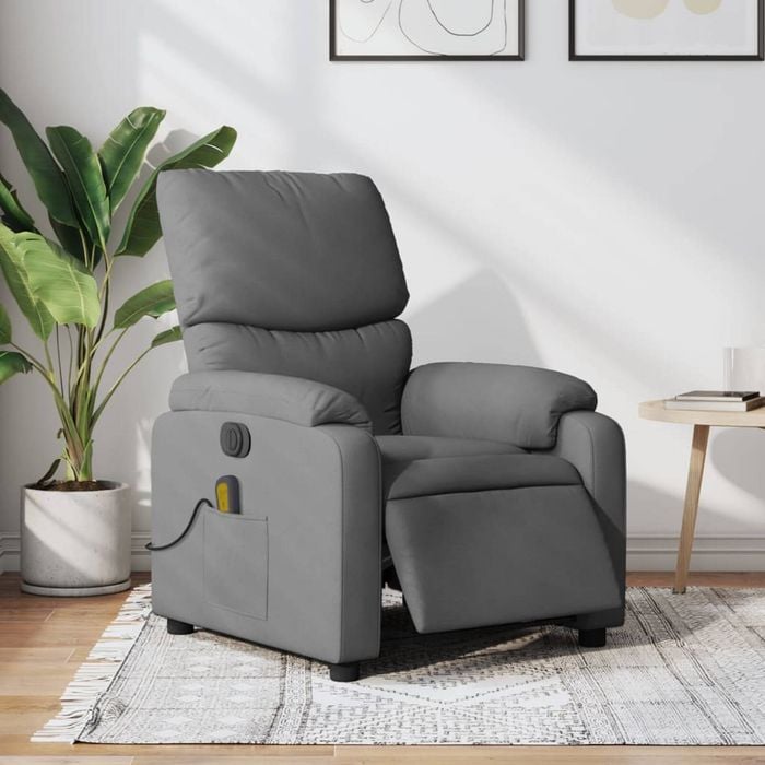 vidaXL Electric Massage Recliner Chair Armchair Single Sofa Dark Grey Fabric