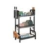 SOGA 3 Tier 62cm Black Steel Kitchen Countertop Drying Rack Organizer