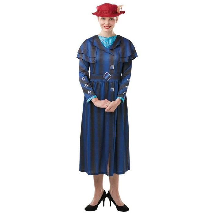 Mary Poppins Returns Deluxe Halloween Costume Adult Disney Nanny Dress with Hat and Scarf, Large