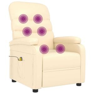vidaXL Massage Chair Single Sofa Reclining Armchair Office Cream Faux Leather