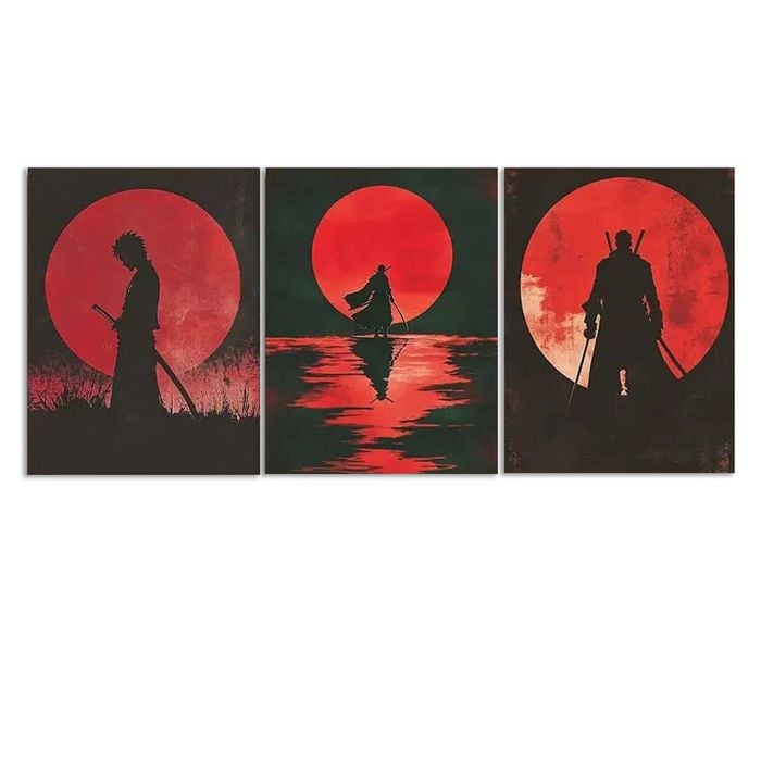 3pcs Ideal For Decorating Red Shadow Dark Print 100% Australian Made 3 x 40x60cm (Metal Print)