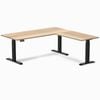 Desky L-shape Sit To Stand White Ash Hardwood Desk 1800x1750mm Matte Black Height Adjustable Leg