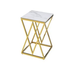 Elegant Collections Gold Marble Top Beverly Side Table