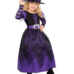 Be-witched Girls Purple And Black Halloween Costume - 3-4