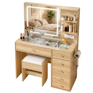 Artiss Dressing Table Led Vanity Desk Set Stool  Wood