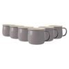 Argon Tableware 375ml Enamel Belly Mugs - Grey/cream - Set Of 6 Metal Drinking Cups Coffee Teacup Mug Set Hot, Cold Drinks Cups