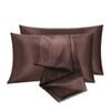 LINENOVA 2pcs Luxury Silk Satin Pillow Cases Pillowcase Cushion Covers - King,Chocolate