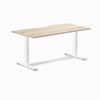 Desky Fixed Height Classic Oak Scalloped Melamine Desk 150x75cm White Leg