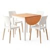 Artiss Drop-leaf Dining Table And Chairs Set 5pcs White Wooden 4 Seater
