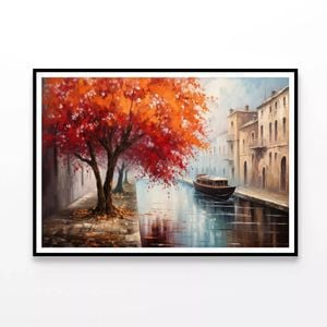 Red Tree, Street View of Venice  Print 100% Australian Made 90x60cm  (Poster)