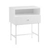 Sarantino Cecil Slender Fluted Bedside Table - White
