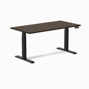 Desky Dual Sit To Stand Dark Bamboo Desk 1500x750mm Matte Black Frame