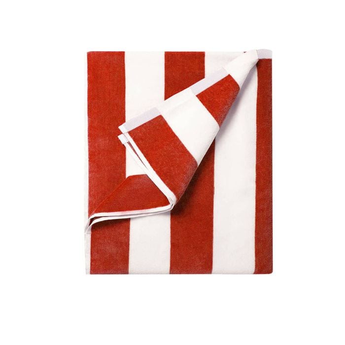400GSM Cabana Stripe Cotton Polyester Beach Towel 75 x 150 cm Red