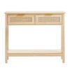 VEVOR Rattan Console Table Natural Color with 2 Storage Drawers Sliding Door for Home