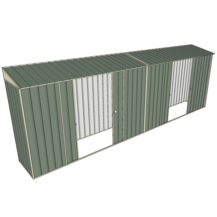 Build-a-Shed 0.8 x 6 x 2m Skillion Shed with Dual Double Sliding Side Doors - Green
