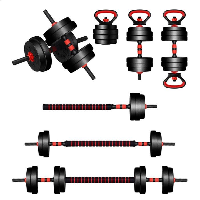 BLACK LORD 20kg 6in1 Adjustable Dumbbell Set Barbell Kettlebell