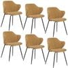 Set of 6 Dining Chairs Corduroy Cord Fabric with Metal Legs in Mustard Yellow - Mustard Yellow | Dining Chair