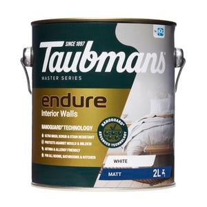 Taubmans 2L White Matt Endure Interior Walls Paint