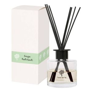 Glass Reed Diffuser - 200ml - Sage Retreat - Herbal Spa Fragrance with 8 Reeds Long Lasting Aromatherapy
