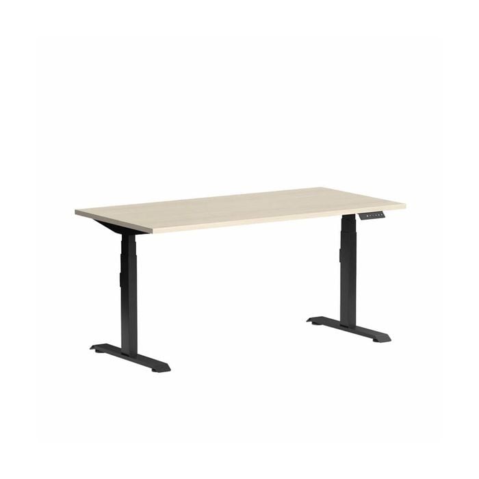 Olg Klass Black Frame Nordic Maple Top Scallop Height Adjustable Desk L1500mm X W750mm