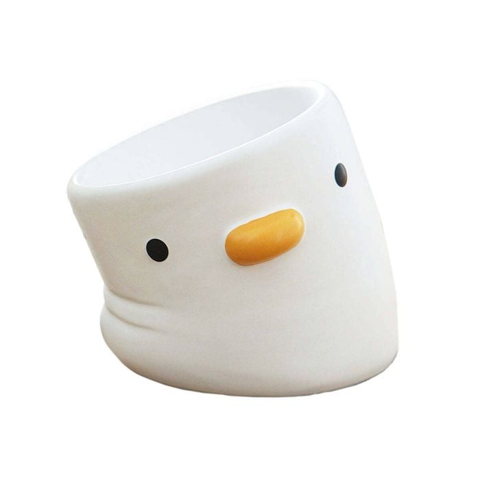 Purroom Tilted Elevated 15cm Chick Ceramic Pet Bowl Cat/Dog Meal/Feeder White
