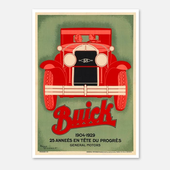 Galrie René Vincent 1929 Buick Vintage Poster -Classic Automotive Advertising Art Print, Poster Only, A3 30 x 42cm (12 x 16inch)